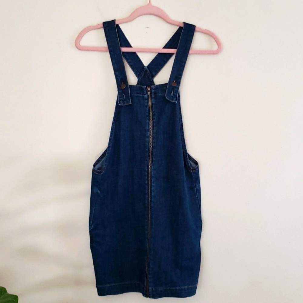 American eagle denim zipper front dress, overall dress, women's size XS.